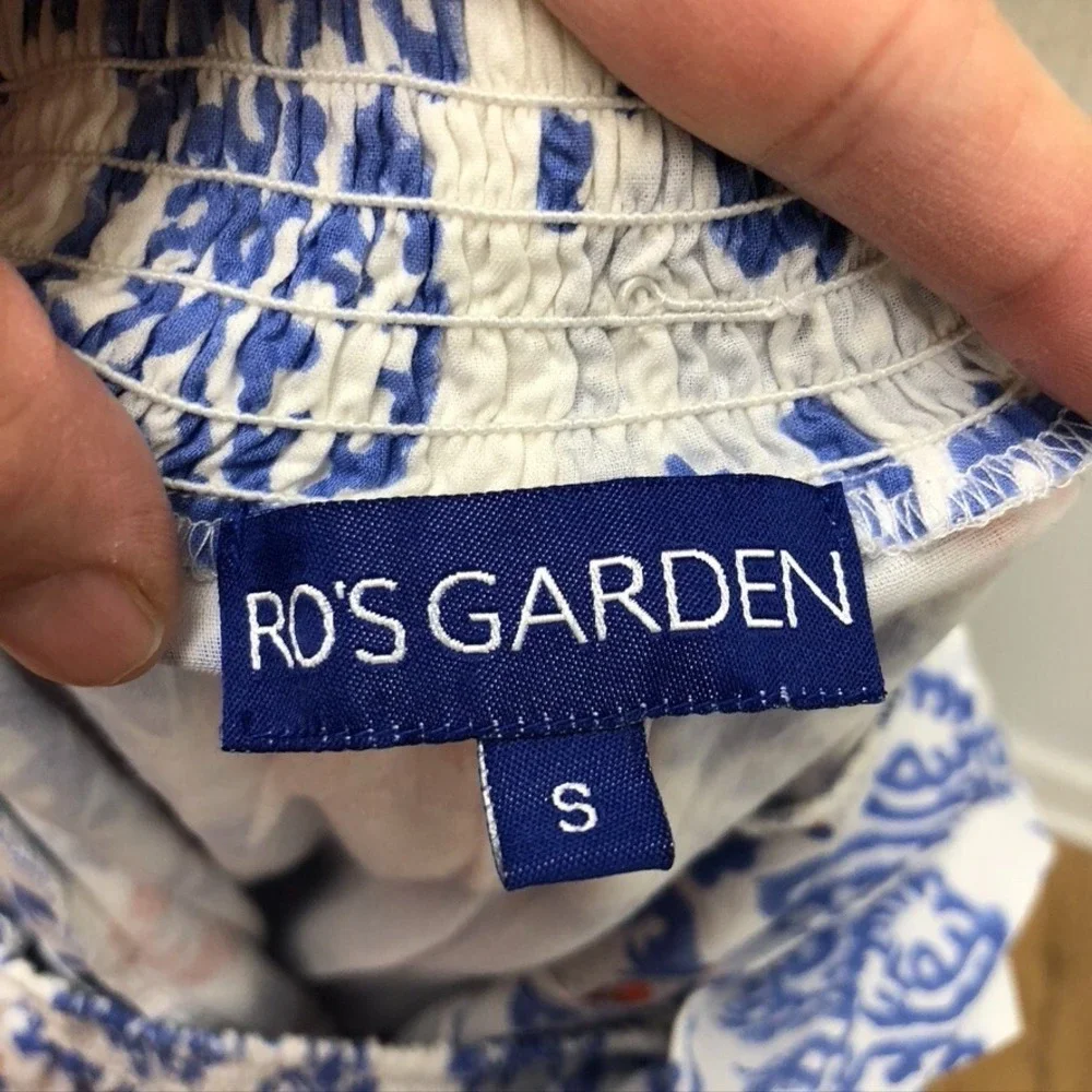 Ro's Garden Midi Tiered Dress Womens Small Blue Artsy Boho Retro Indie Cottage - Picture 9 of 14